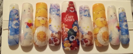 XL square white carebear nails