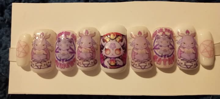 M square white demon nails