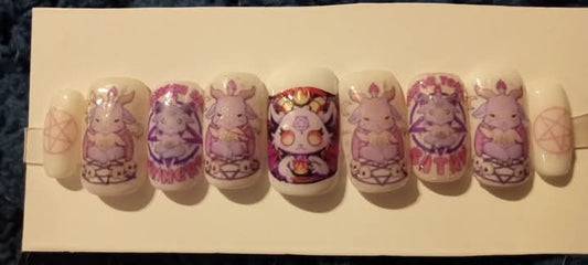 M square white demon nails