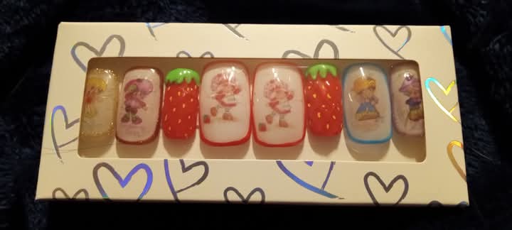M Square Strawberry Shortcake nails